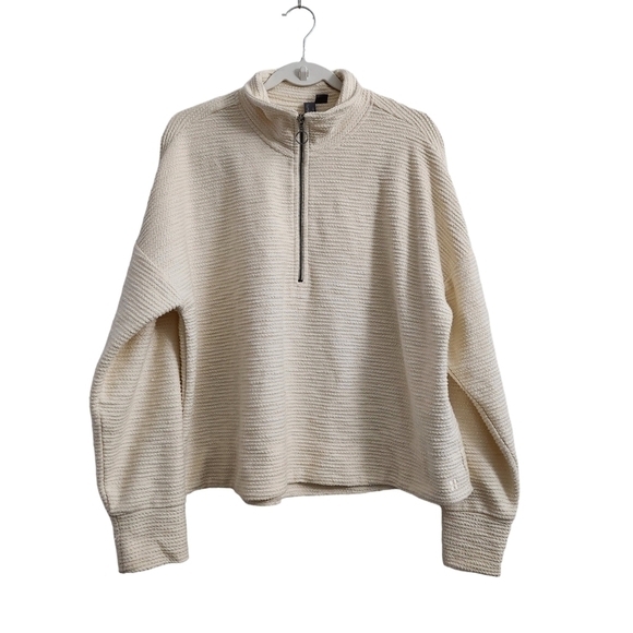 Sweaty Betty Sweater Womens 12 Ivory Rest Up Half Zip‎ Pullover Boxy Fit Relaxed - Picture 1 of 9